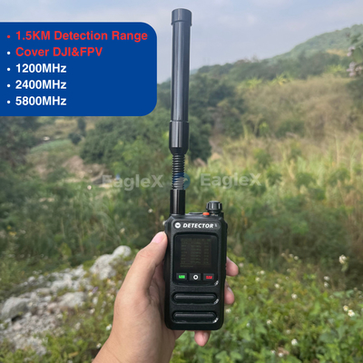 1.5-2KM 휴대용 FPV 드론 탐지기 탐지기 800~1500MHz、2400~2485MHz、5725~5850MHz